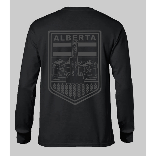 BADGE 2.0 WHITE AND GREY ON BLACK LONGSLEEVE - Image 3