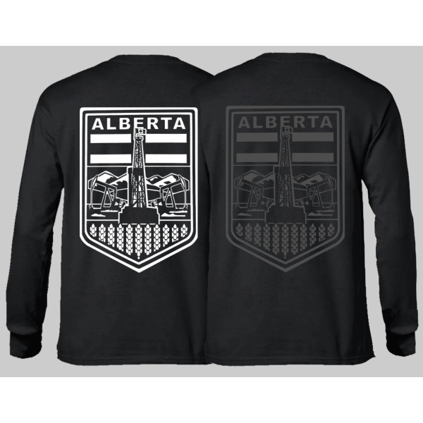 BADGE 2.0 WHITE AND GREY ON BLACK LONGSLEEVE