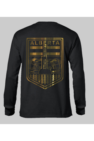 BERTA BADGE 2.0 GOLD ON BLACK LONGSLEEVE
