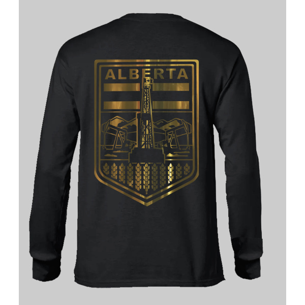 BERTA BADGE 2.0 GOLD ON BLACK LONGSLEEVE