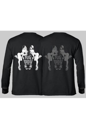 RDA PINUP WHITE AND GREY ON BLACK LONGSLEEVE