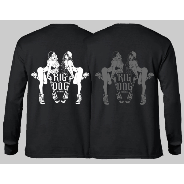 RDA PINUP WHITE AND GREY ON BLACK LONGSLEEVE